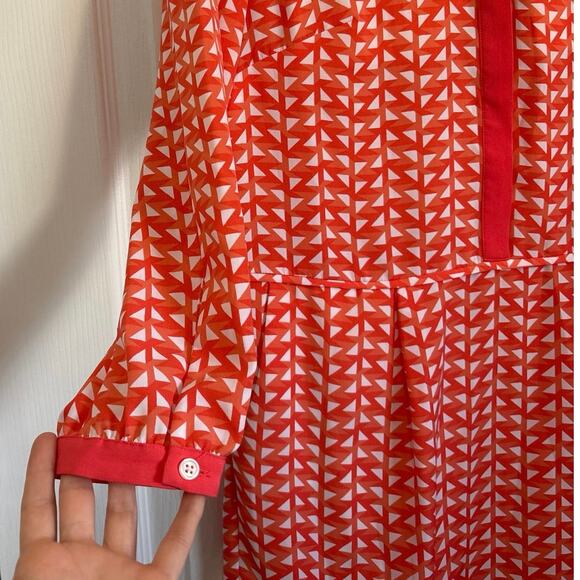Original Penguin NWT Coral Geometric Pattern Shift Long Sleeves Dress Size 2 - Picture 4 of 11